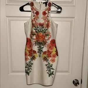 Forever 21 Cream Mini Dress with Orange Floral Print